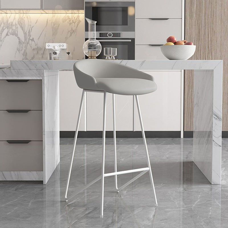 Modern Backrest Armless Counter Stool Iron Bar Stool with Leather Cushion