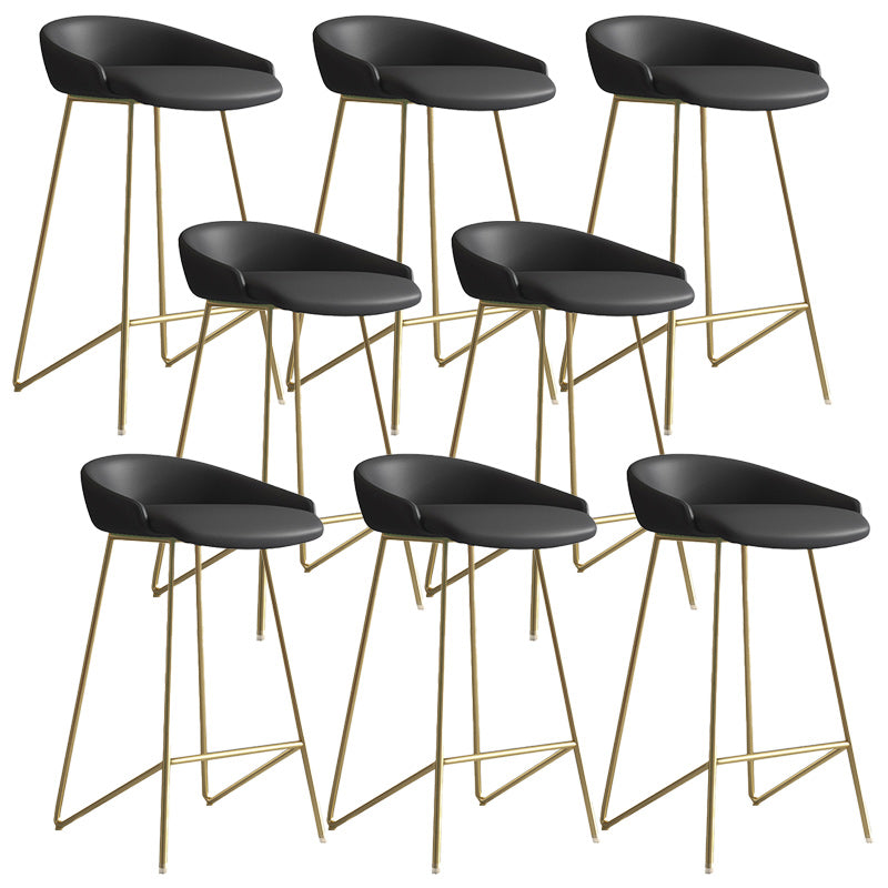 Modern Backrest Armless Counter Stool Iron Bar Stool with Leather Cushion