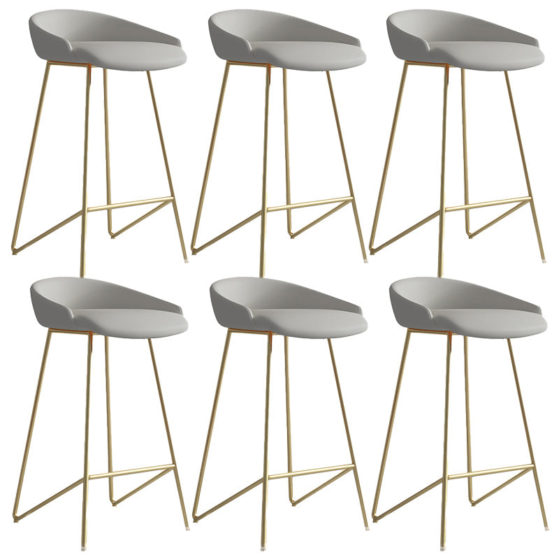 Modern Backrest Armless Counter Stool Iron Bar Stool with Leather Cushion