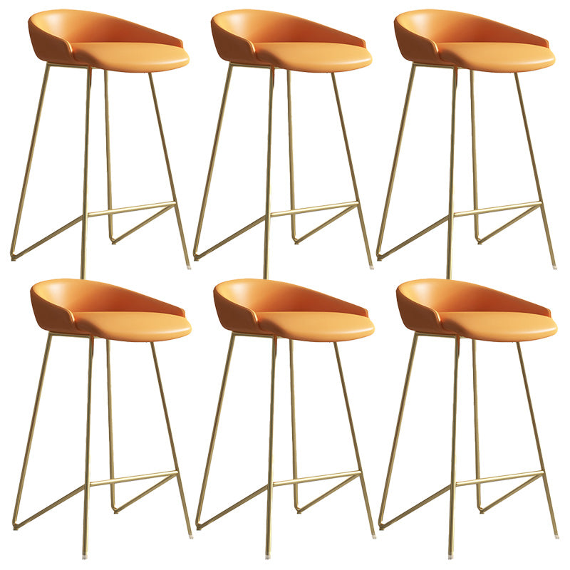 Modern Backrest Armless Counter Stool Iron Bar Stool with Leather Cushion