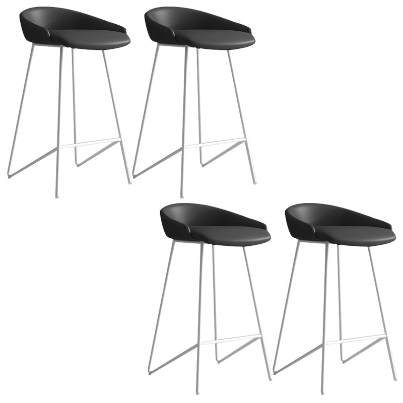 Modern Backrest Armless Counter Stool Iron Bar Stool with Leather Cushion