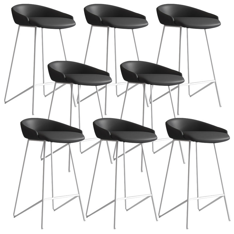 Modern Backrest Armless Counter Stool Iron Bar Stool with Leather Cushion