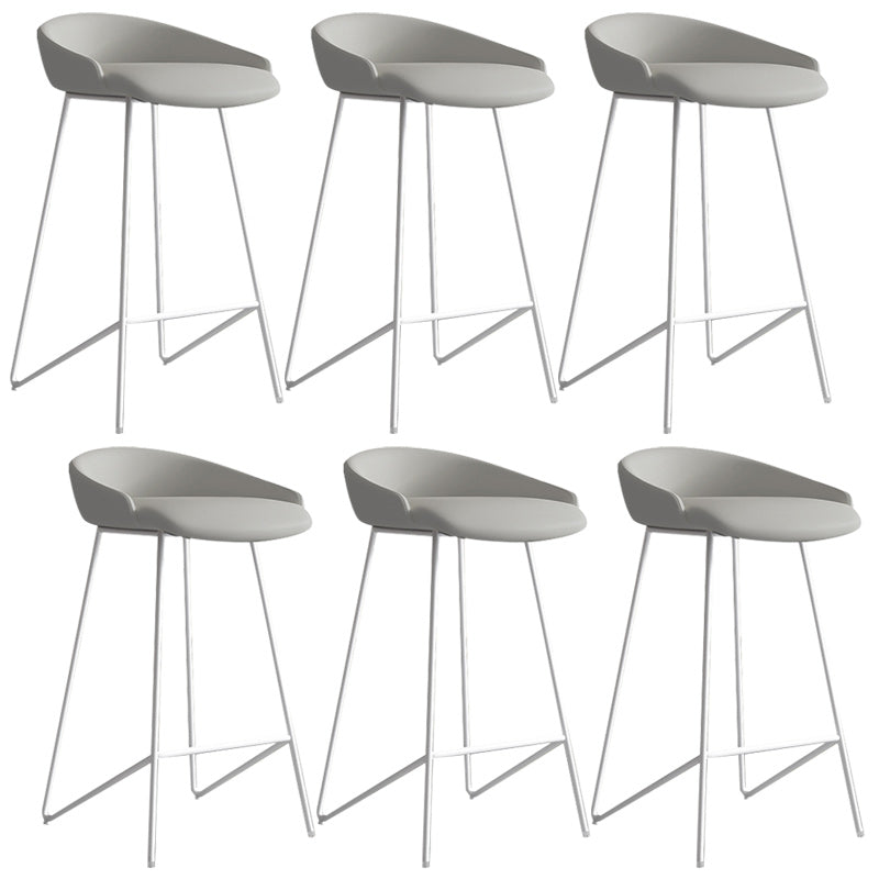 Modern Backrest Armless Counter Stool Iron Bar Stool with Leather Cushion