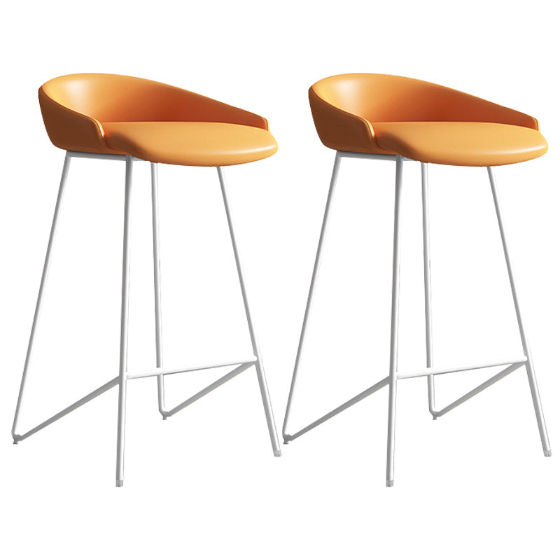 Modern Backrest Armless Counter Stool Iron Bar Stool with Leather Cushion