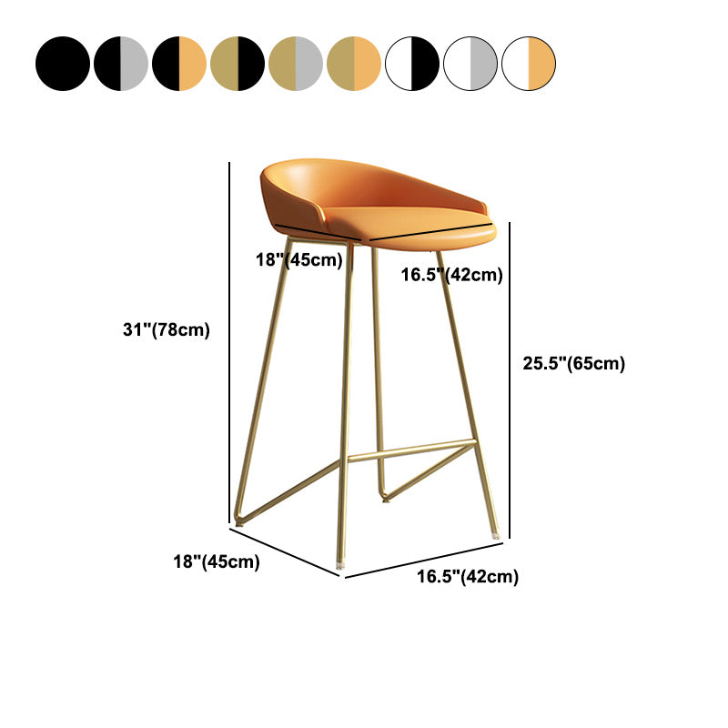 Modern Backrest Armless Counter Stool Iron Bar Stool with Leather Cushion