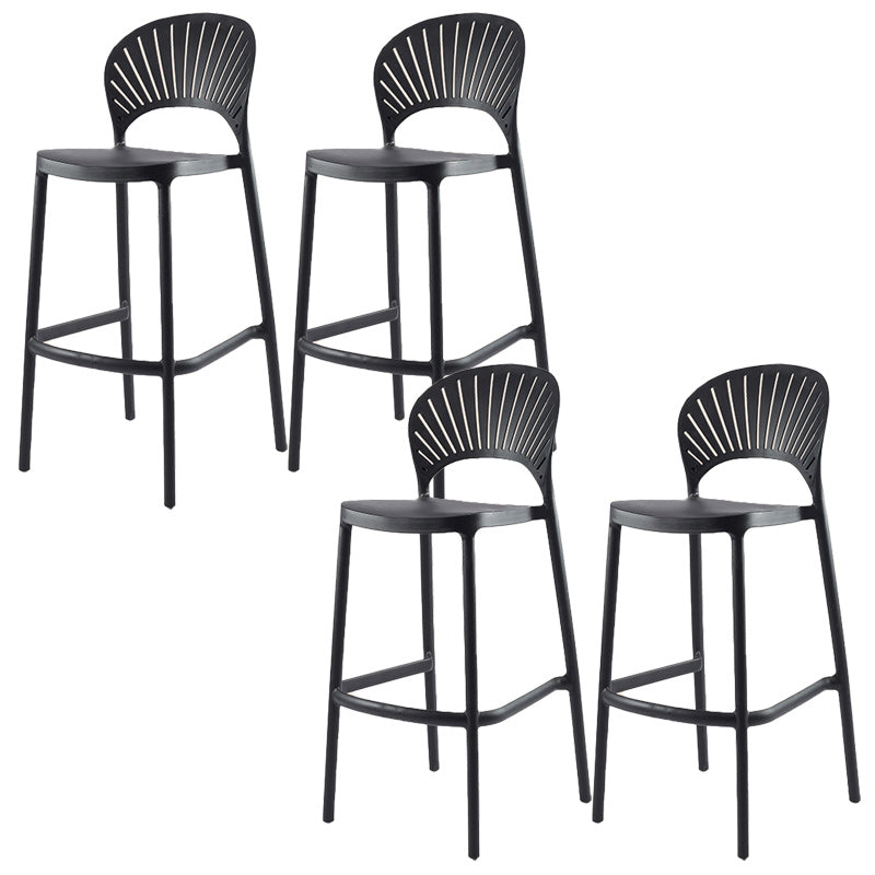Modern Backrest Armless Counter Stool Plastic Stackable Bar Stool with 4 Legs