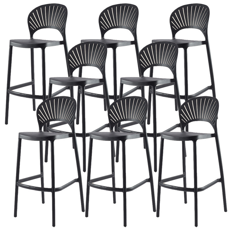 Modern Backrest Armless Counter Stool Plastic Stackable Bar Stool with 4 Legs