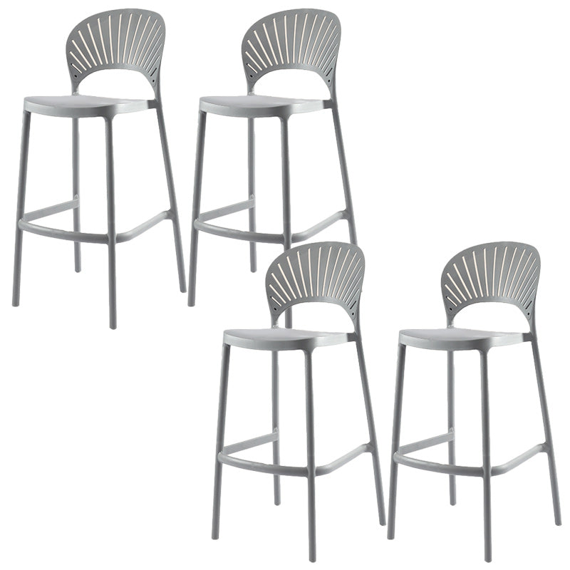 Modern Backrest Armless Counter Stool Plastic Stackable Bar Stool with 4 Legs