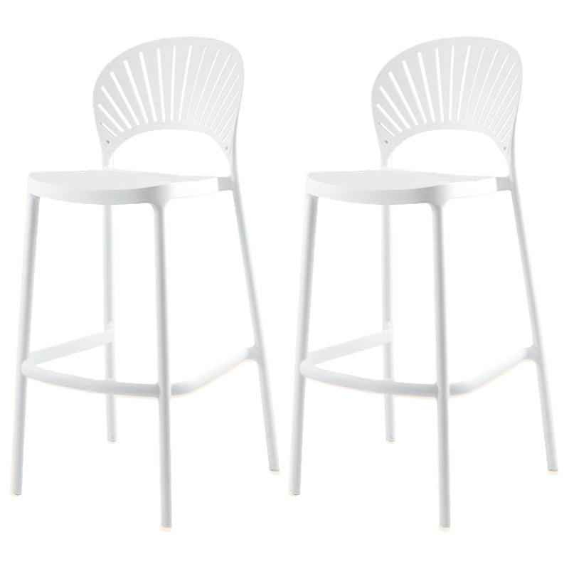 Modern Backrest Armless Counter Stool Plastic Stackable Bar Stool with 4 Legs