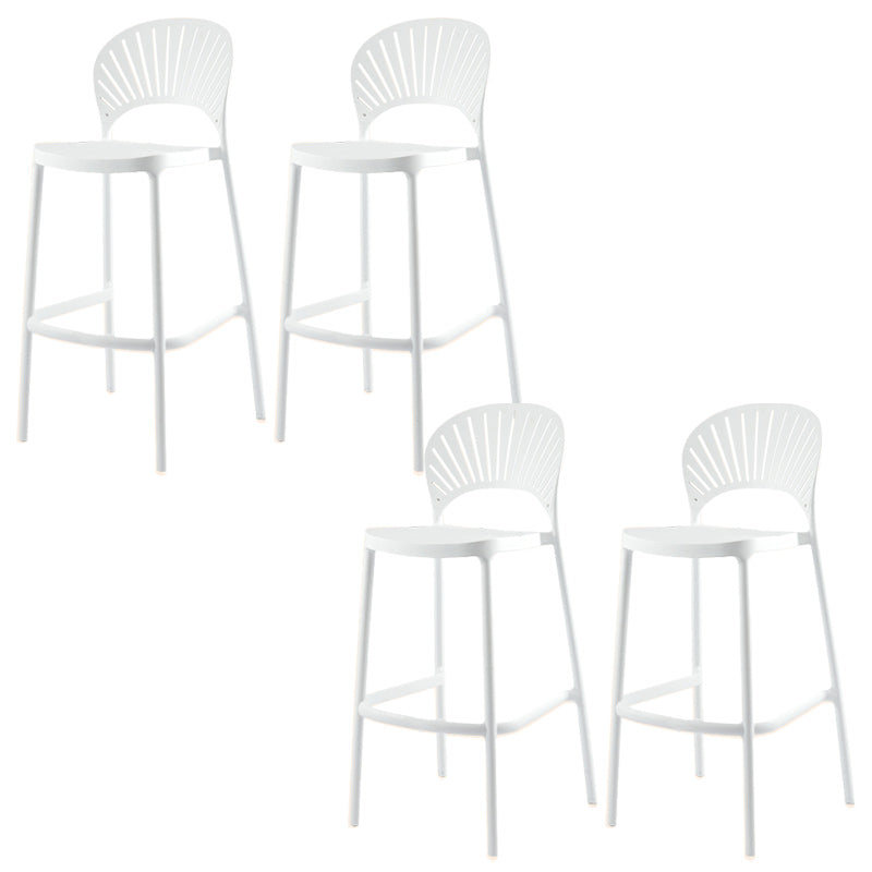 Modern Backrest Armless Counter Stool Plastic Stackable Bar Stool with 4 Legs