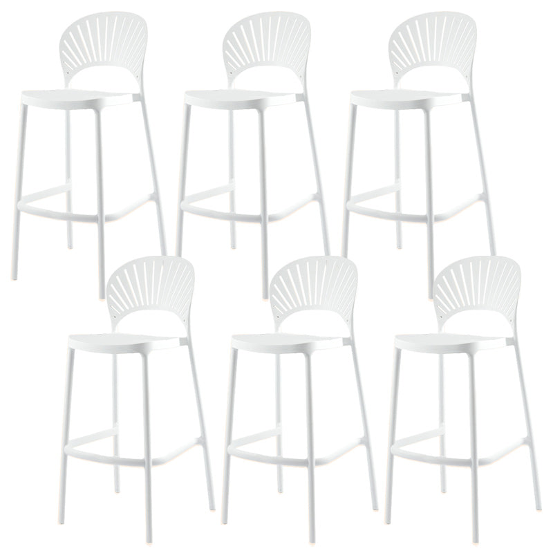 Modern Backrest Armless Counter Stool Plastic Stackable Bar Stool with 4 Legs