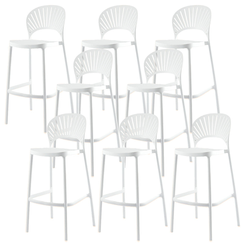 Modern Backrest Armless Counter Stool Plastic Stackable Bar Stool with 4 Legs
