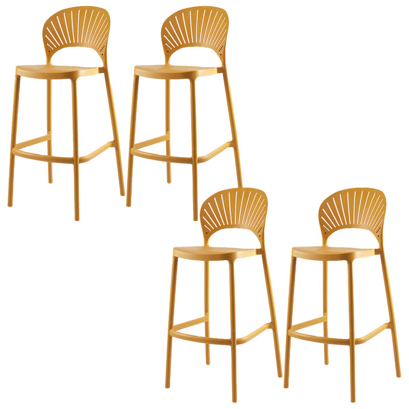 Modern Backrest Armless Counter Stool Plastic Stackable Bar Stool with 4 Legs