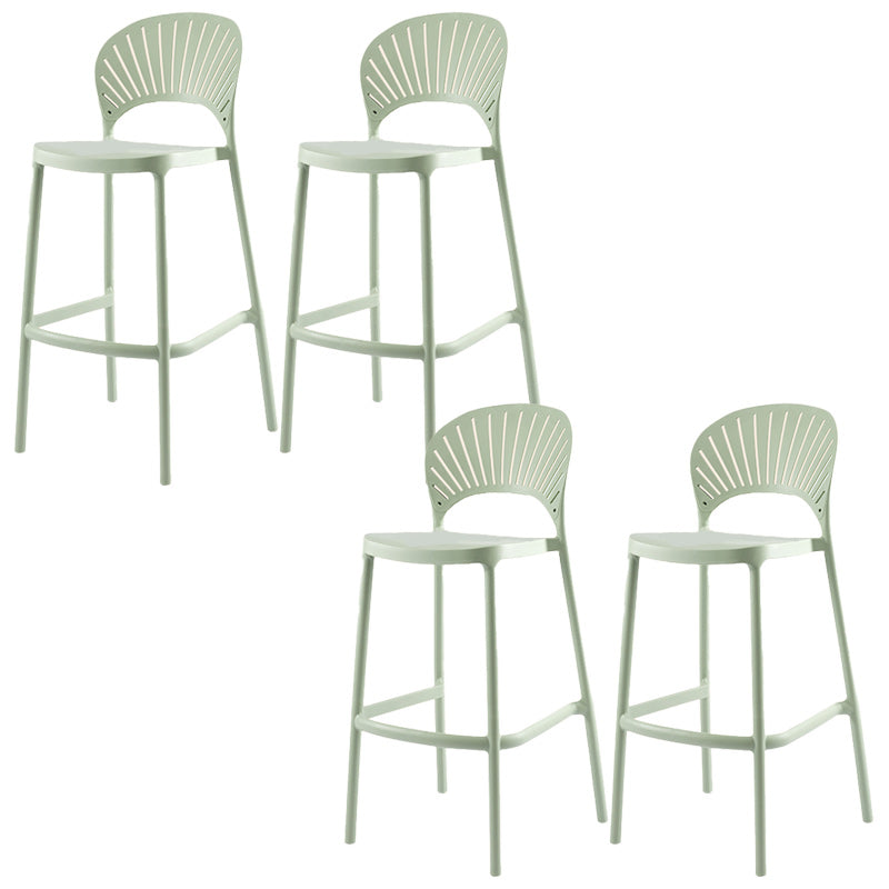 Modern Backrest Armless Counter Stool Plastic Stackable Bar Stool with 4 Legs