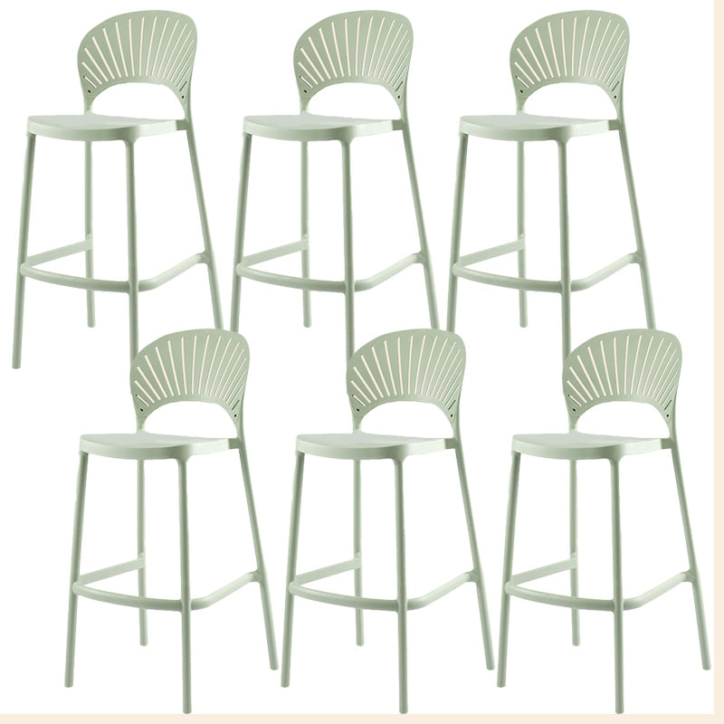 Modern Backrest Armless Counter Stool Plastic Stackable Bar Stool with 4 Legs