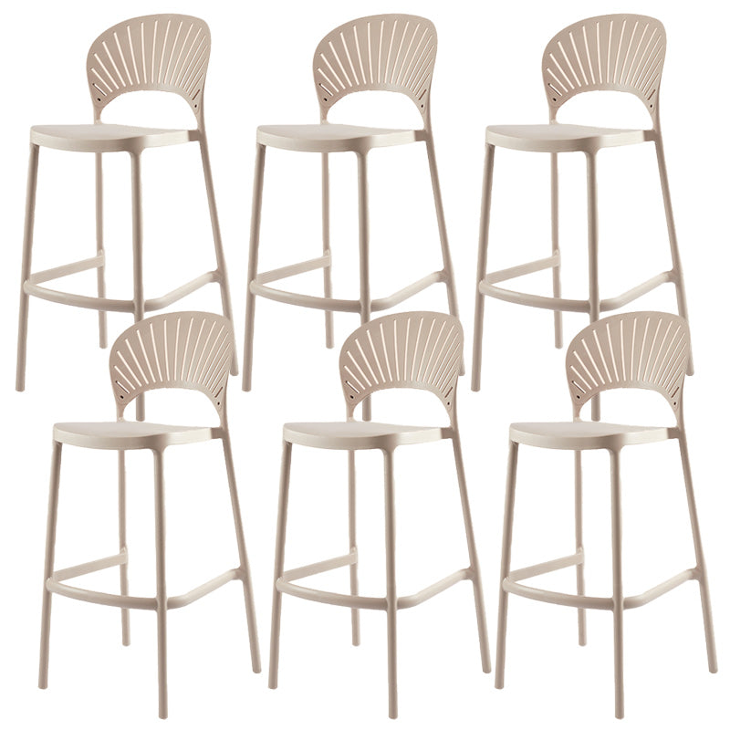 Modern Backrest Armless Counter Stool Plastic Stackable Bar Stool with 4 Legs