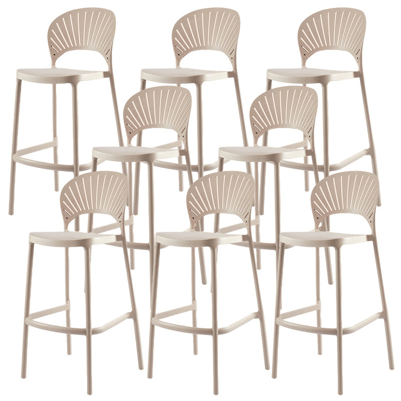 Modern Backrest Armless Counter Stool Plastic Stackable Bar Stool with 4 Legs
