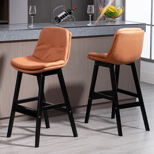 Modern Rubberwood Footrest Barstool Low Back Restaurant Stool