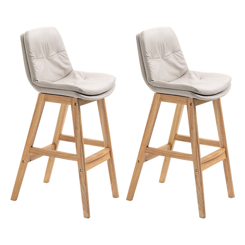 Modern Rubberwood Footrest Barstool Low Back Restaurant Stool