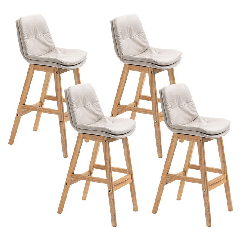 Modern Rubberwood Footrest Barstool Low Back Restaurant Stool