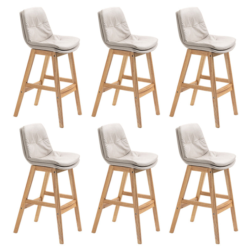 Modern Rubberwood Footrest Barstool Low Back Restaurant Stool