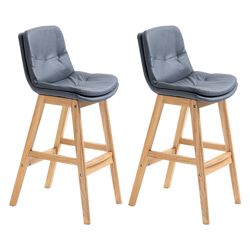 Modern Rubberwood Footrest Barstool Low Back Restaurant Stool