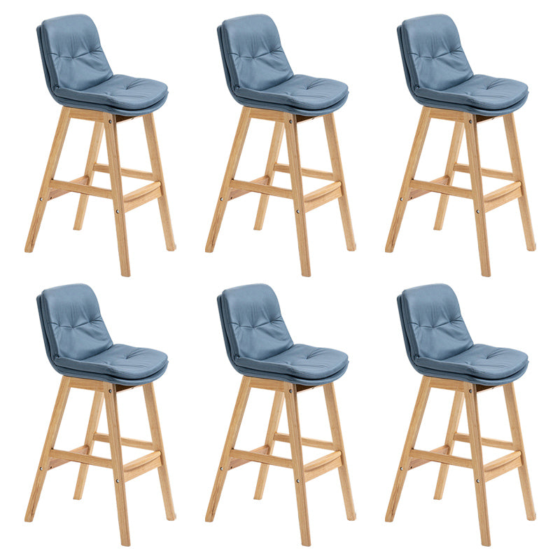 Modern Rubberwood Footrest Barstool Low Back Restaurant Stool