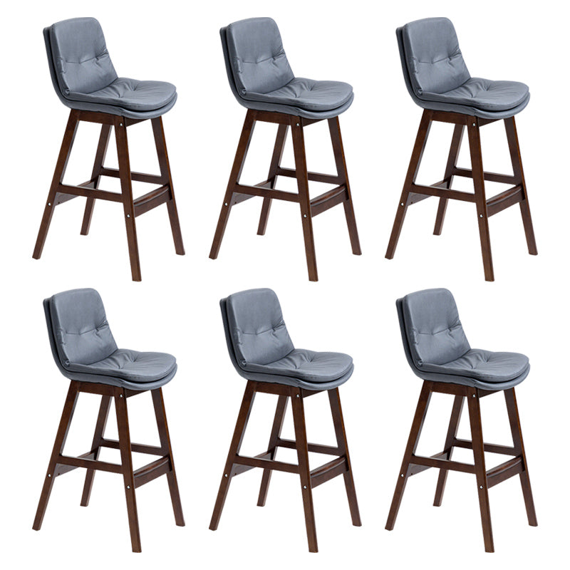 Modern Rubberwood Footrest Barstool Low Back Restaurant Stool