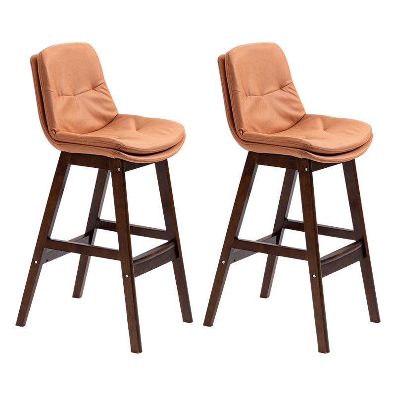 Modern Rubberwood Footrest Barstool Low Back Restaurant Stool