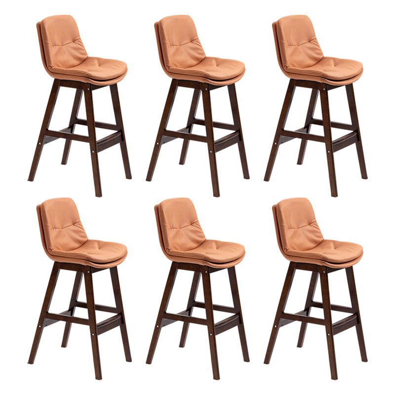 Modern Rubberwood Footrest Barstool Low Back Restaurant Stool