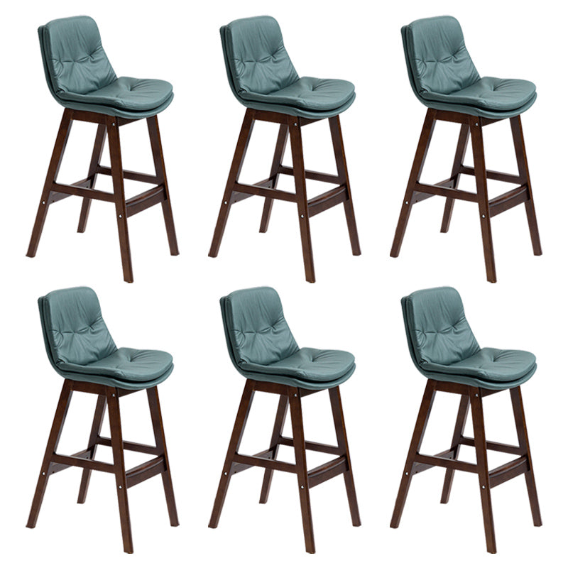 Modern Rubberwood Footrest Barstool Low Back Restaurant Stool
