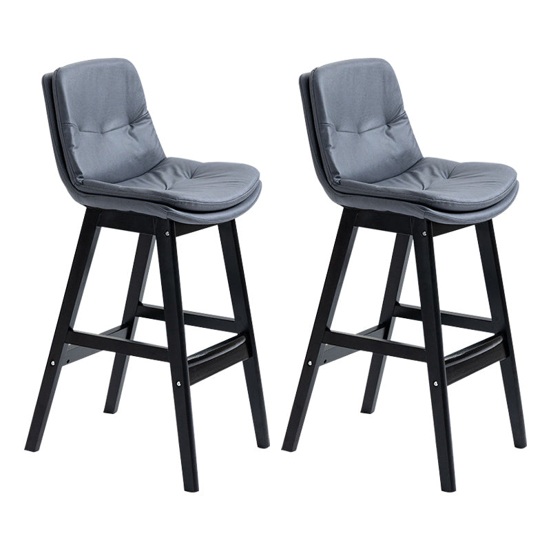 Modern Rubberwood Footrest Barstool Low Back Restaurant Stool