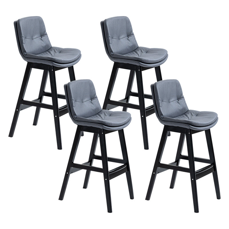 Modern Rubberwood Footrest Barstool Low Back Restaurant Stool