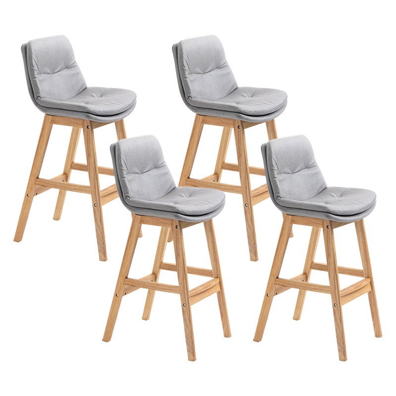 Modern Rubberwood Footrest Barstool Low Back Restaurant Stool