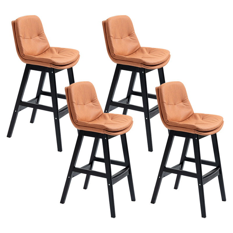 Modern Rubberwood Footrest Barstool Low Back Restaurant Stool