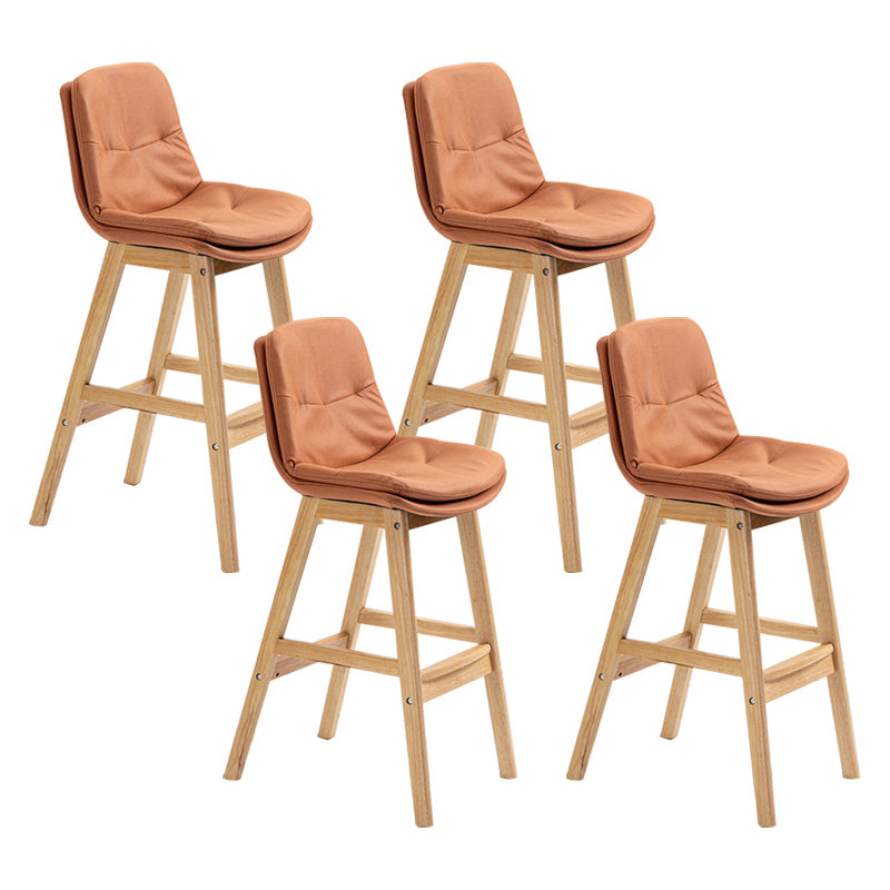 Modern Rubberwood Footrest Barstool Low Back Restaurant Stool