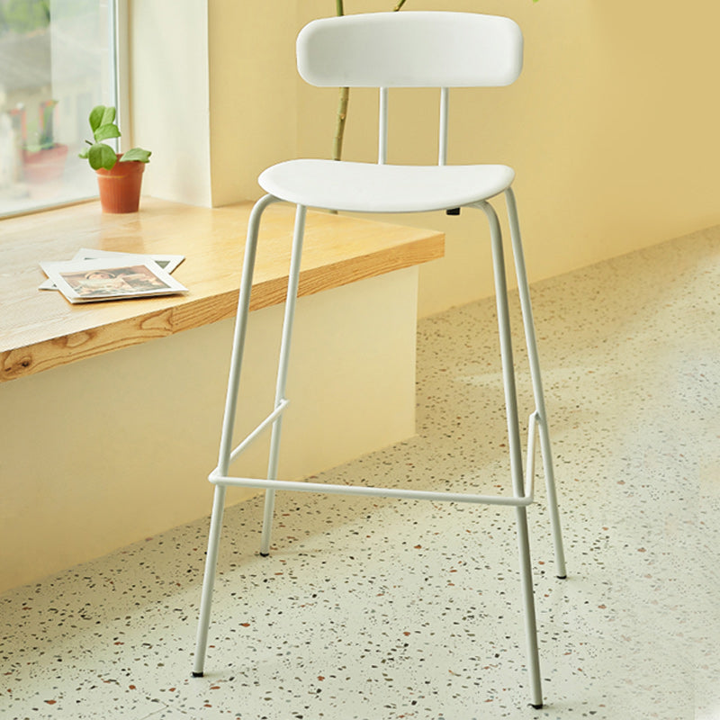 Modern Backrest Armless Counter Stool Metal Bar Stool with Plastic Cushion