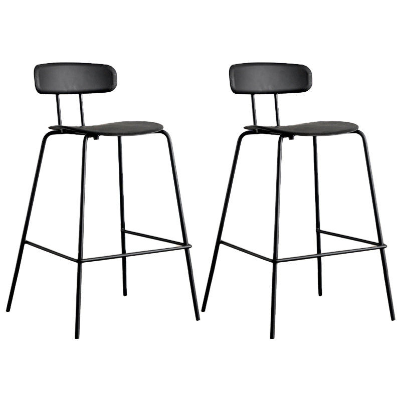 Modern Backrest Armless Counter Stool Metal Bar Stool with Plastic Cushion