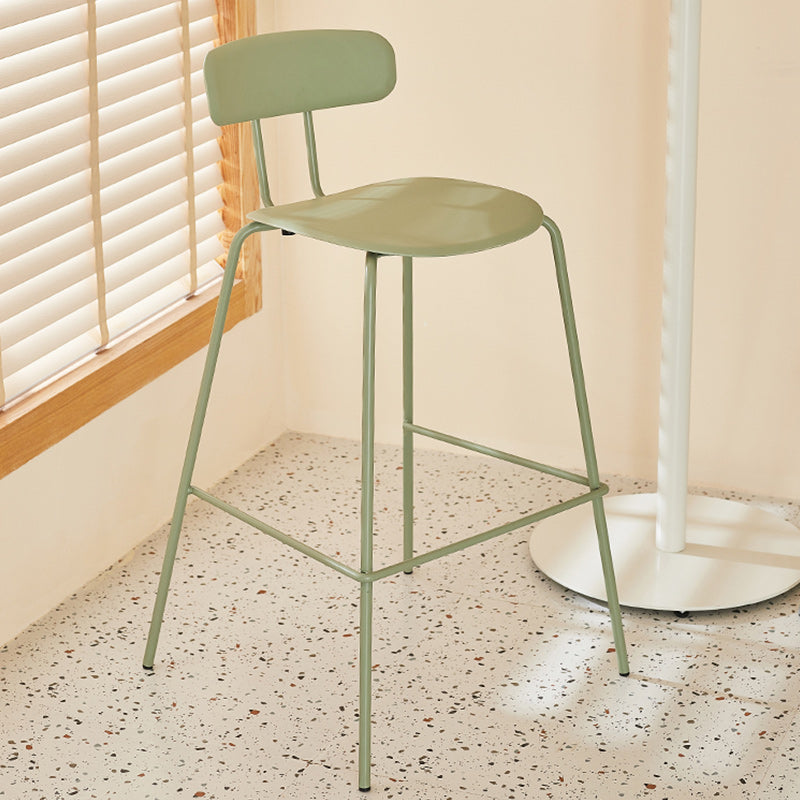 Modern Backrest Armless Counter Stool Metal Bar Stool with Plastic Cushion