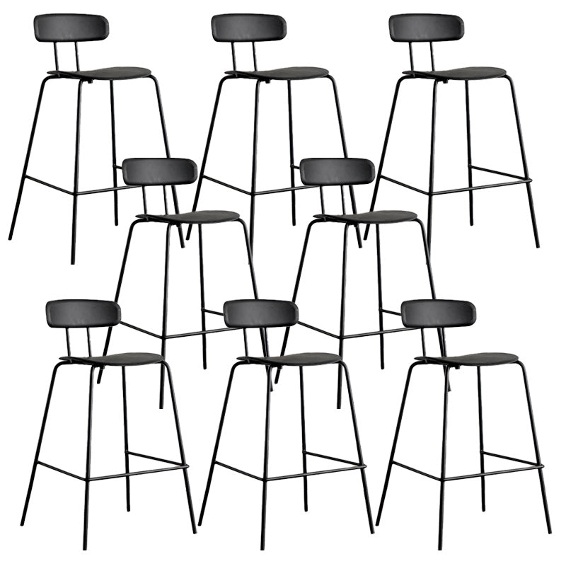 Modern Backrest Armless Counter Stool Metal Bar Stool with Plastic Cushion