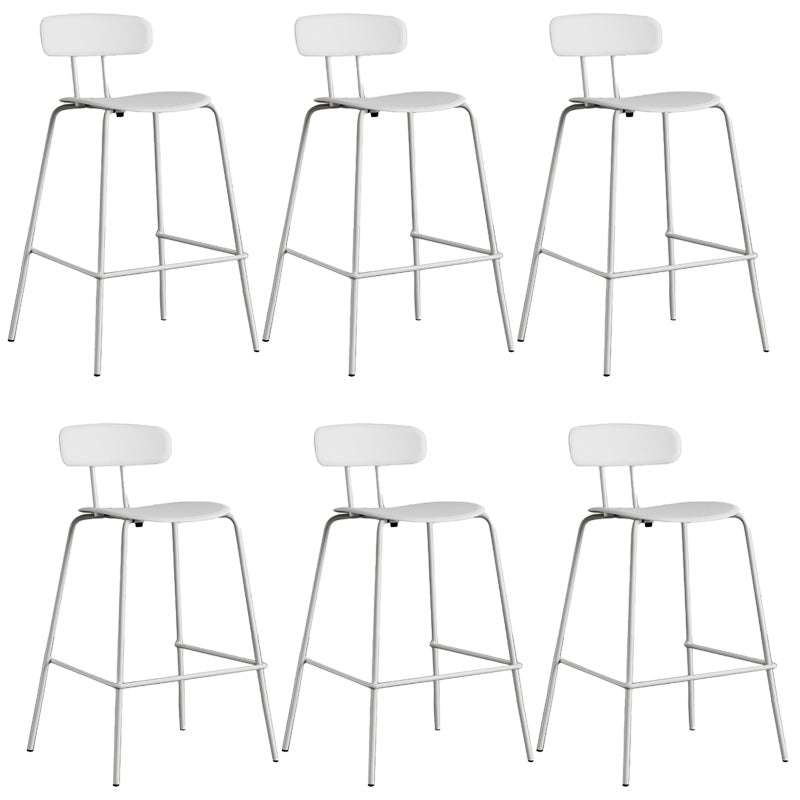 Modern Backrest Armless Counter Stool Metal Bar Stool with Plastic Cushion