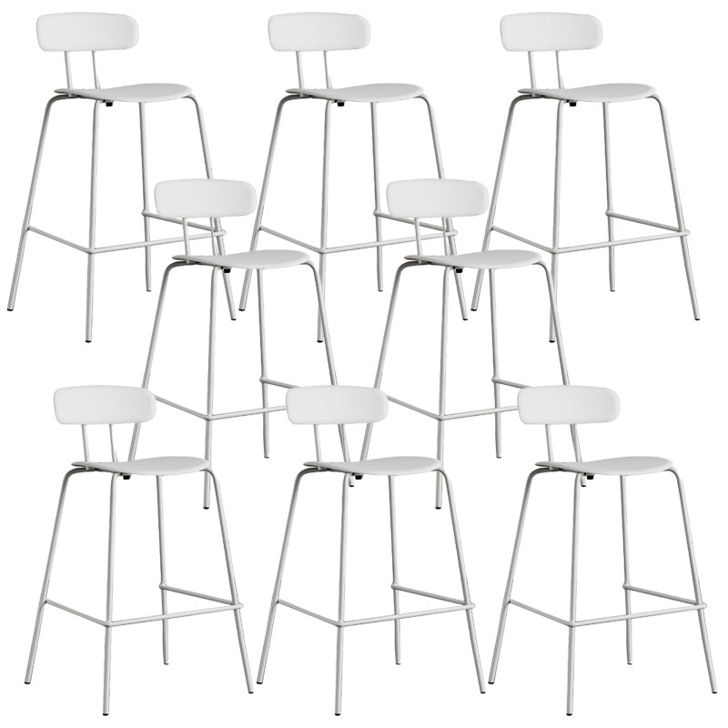 Modern Backrest Armless Counter Stool Metal Bar Stool with Plastic Cushion