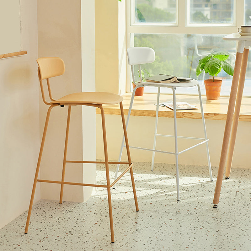 Modern Backrest Armless Counter Stool Metal Bar Stool with Plastic Cushion