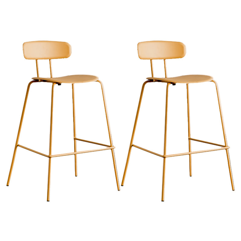 Modern Backrest Armless Counter Stool Metal Bar Stool with Plastic Cushion