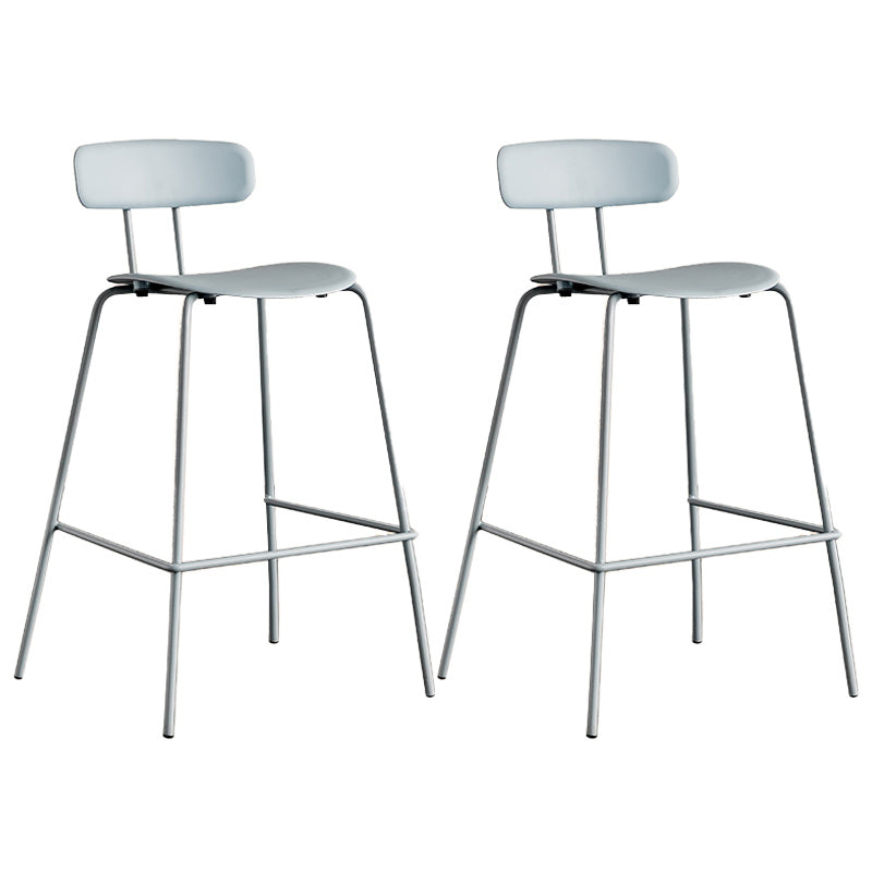 Modern Backrest Armless Counter Stool Metal Bar Stool with Plastic Cushion
