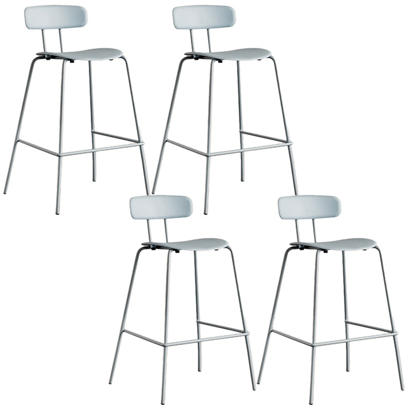 Modern Backrest Armless Counter Stool Metal Bar Stool with Plastic Cushion
