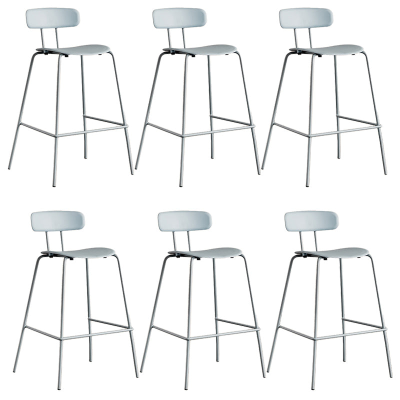 Modern Backrest Armless Counter Stool Metal Bar Stool with Plastic Cushion