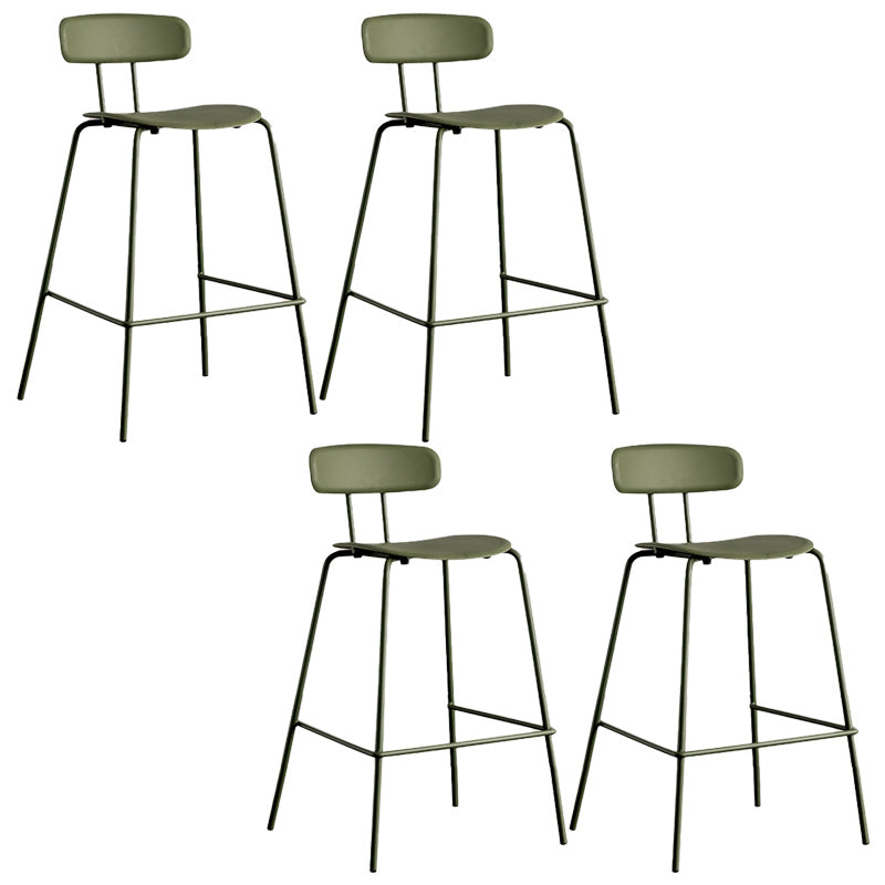 Modern Backrest Armless Counter Stool Metal Bar Stool with Plastic Cushion