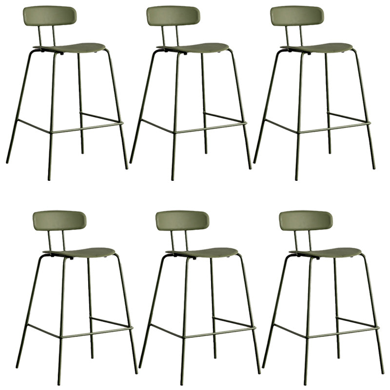 Modern Backrest Armless Counter Stool Metal Bar Stool with Plastic Cushion