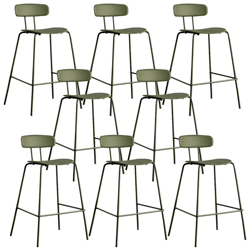 Modern Backrest Armless Counter Stool Metal Bar Stool with Plastic Cushion